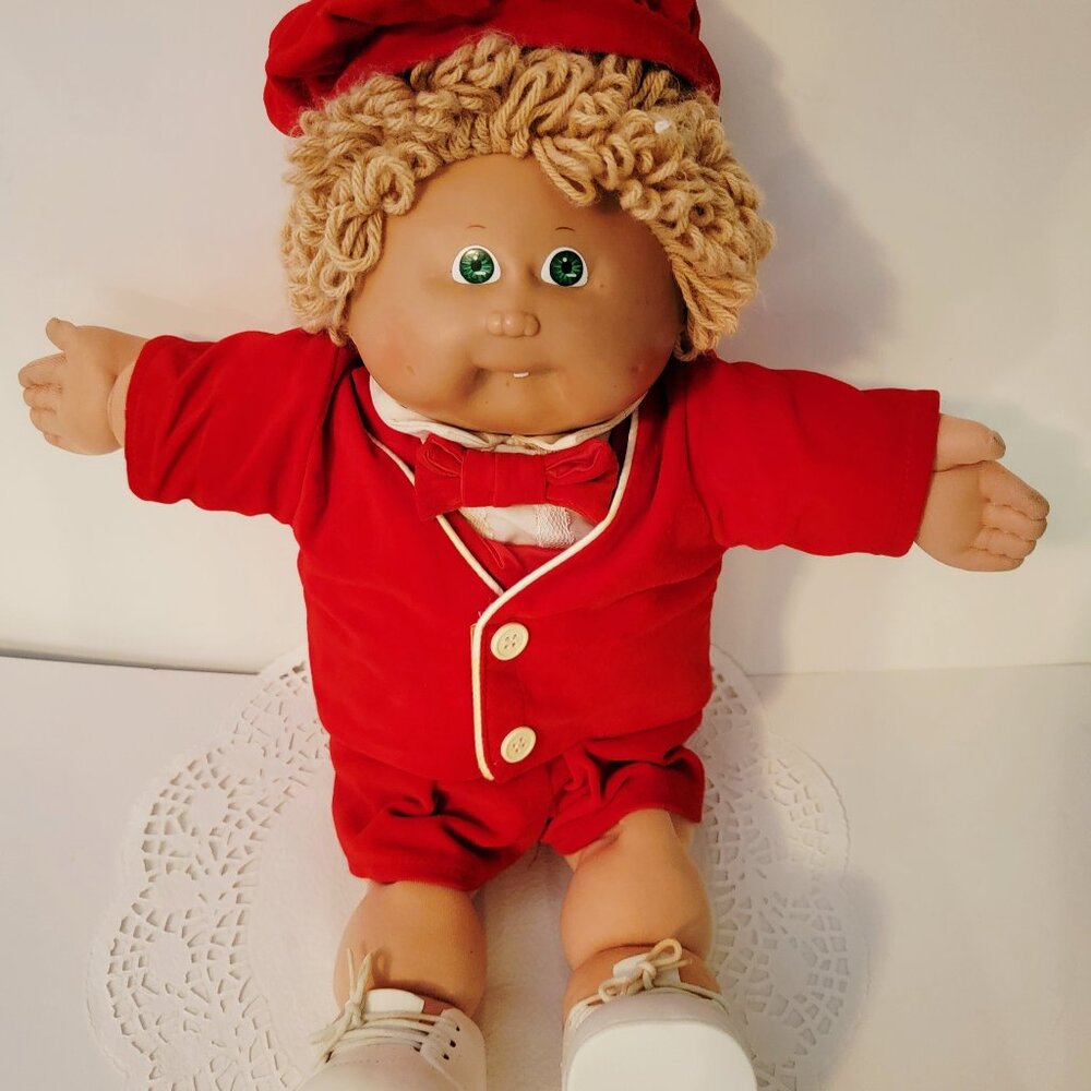 Cabbage Patch Kid Doll, Boy with Tooth, blue/green eyes sandy blonde loop hair
